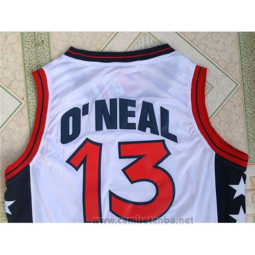 Camiseta USA 1996 Shaquille O'Neal #13 Blanco